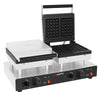 Commercial Waffle Maker - Double - Manual - 4kW - Shape: 2 Brussels Waffles - plates with Teflon coating