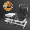 Commercial Waffle Maker - Double - Manual - 4kW - Shape: 2 Brussels Waffles - plates with Teflon coating