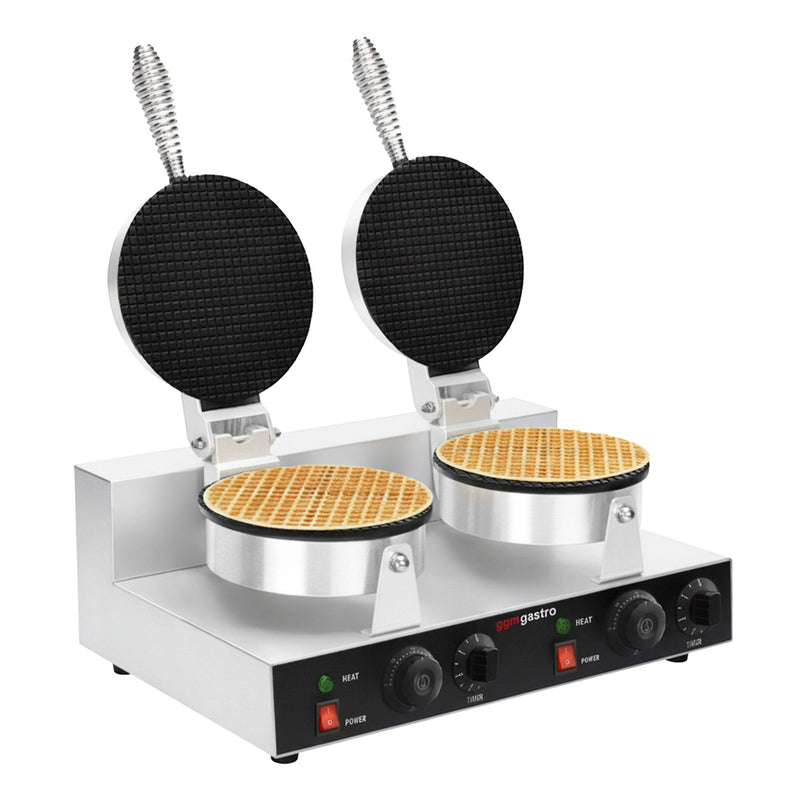 Gofrownica - podwójna - 2,6 kW - do rożków lodowych - Ø 190 mm