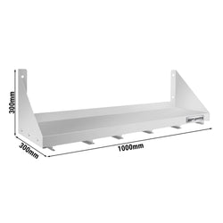 Półka ścienna na pojemniki 5x GN 1/6 – 1000x300 mm – wraz z szynami