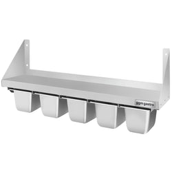 Półka ścienna na pojemniki 5x GN 1/6 – 1000x300 mm – wraz z szynami