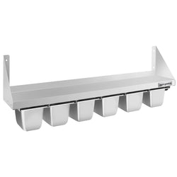 Półka ścienna – do pojemników 6x GN 1/6 – 1200x300 mm – wraz z szynami