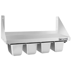 Półka ścienna na pojemniki 4x GN 1/6 – 800x300 mm – wraz z szynami