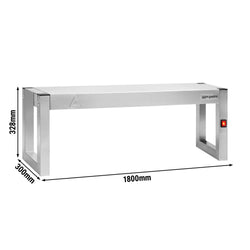 Mostek grzewczy na podczerwień – 1800 x 300 mm – z 1 podgrzewanym poziomem – z możliwością układania w stosy