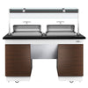 Hot buffet counter DUBLIN – 1600 mm – with 2 chafing dishes and castors