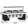 Heated Bain Marie Buffet Counter BELFAST - 2300mm - for 3 Chafing Dishes - on Castors - Black