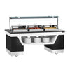 Heated Bain Marie Buffet Counter BELFAST - 2300mm - for 3 Chafing Dishes - on Castors - Black