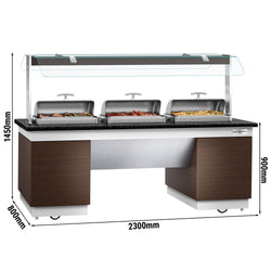 Lada bufetowa DUBLIN - 2300 mm - z 3 naczyniami do podgrzewania & kółkami