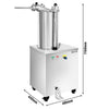 Hydrauliczna nadziewarka do kiełbas – 25 litrów – 1,5 kW – stal nierdzewna – w zestawie 3 nasadki do nadziewania kiełbas