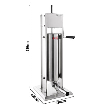 Manualna nadziewarka do kiełbasek & churro - 3 litry - stal nierdzewna - włącznie z 4 nadziewarkami do kiełbasek & 3 nasadkami do churro - Prime Gastro