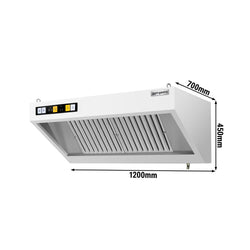 Okap ścienny z silnikiem – 1200 mm – regulator, filtr i oświetlenie
