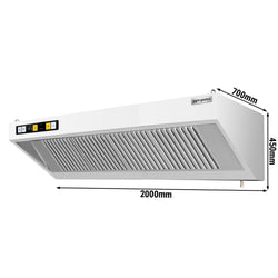 Okap ścienny z silnikiem – 2000 mm – regulator, filtr i oświetlenie