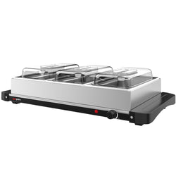 Płyta grzewcza bufetowa - ze stali nierdzewnej - 657mm - 3x GN 1/3 - 400W - zawiera (3 szt.) GN 1/3 pojemniki i pokrywy