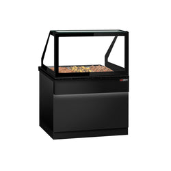 Witryna grzewcza TORONTO – 1250 mm – czarny front – na 3 pojemniki GN 1/1 – czarny blat granitowy