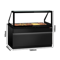 Witryna grzewcza TORONTO – 1800 mm – czarny front – na 5 pojemników GN 1/1 – czarny blat granitowy