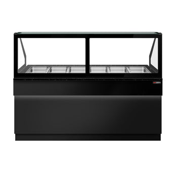 Witryna grzewcza TORONTO - 2100 mm - dla 6x GN 1/1 - czarny panel przedni - blat roboczy kuchenny z czarnego granitu - Prime Gastro