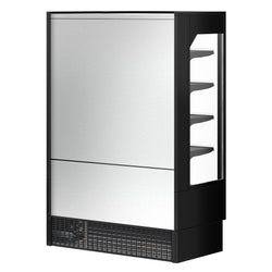 Regał chłodniczy przyścienny - 1320mm - 595L - z 2 dwu szybowe, szklanymi drzwiami uchylnymi & 4 półek - Czarny