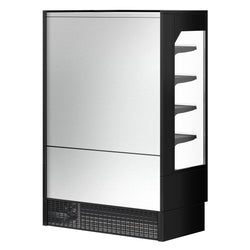 Regał chłodniczy przyścienny Czarny - 1320mm - 595L - z 2 bezramowymi, przeszklonymi drzwiami uchylnymi & 4 półek