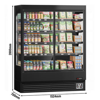 Naścienna szafa chłodnicza z izolowanymi drzwiami na zawiasach - 1585 mm - 693 l - z oświetleniem LED i 4 półkami - Prime Gastro