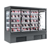 Commercial multideck display fridge - 2580mm - 910L - with 4 double‑glazed hinged glass doors & 4 shelves - Anthracite Grey