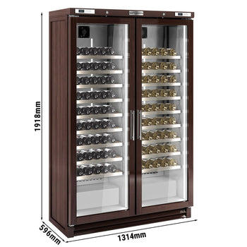 Chłodziarka do wina - prawdziwe drewno - 2 strefy klimatyczne - 700 litrów - maks. 210 butelek - Prime Gastro