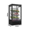 Commercial multideck display fridge - 1018mm - 278L - with 2 hinged glass doors & 2 shelves - Black