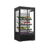 Commercial multideck display fridge - 1018mm - 528L - with 2 double‑glazed hinged glass doors & 3 shelves - Black