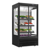 Commercial multideck display fridge - 1018mm - 528L - with 2 double‑glazed hinged glass doors & 3 shelves - Black
