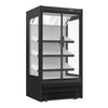 Commercial multideck display fridge - 1018mm - 528L - with 2 double‑glazed hinged glass doors & 3 shelves - Black