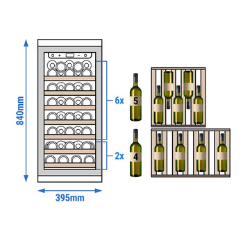 Chłodziarka do wina - 1 strefa klimatyczna - 100 litrów - maks. 38 butelek - Prime Gastro