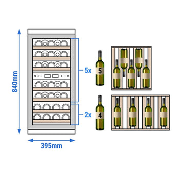 Chłodziarka do wina - 2 strefy klimatyczne - 100 litrów - maks. 33 butelki - Prime Gastro