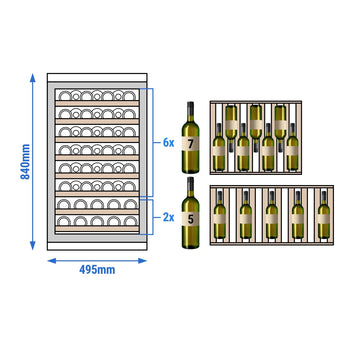 Chłodziarka do wina - 1 strefa klimatyczna - 120 litrów - maks. 52 butelki - Prime Gastro