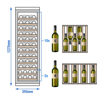 Chłodziarka do wina - 1 strefa klimatyczna - 160 litrów - maks. 58 butelek - Prime Gastro