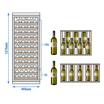 Chłodziarka do wina - 1 strefa klimatyczna - 200 litrów - maks. 80 butelek - Prime Gastro