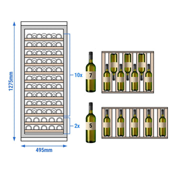 Chłodziarka do wina - 1 strefa klimatyczna - 200 litrów - maks. 80 butelek - Prime Gastro