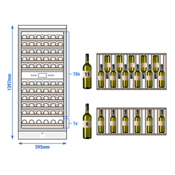 Chłodziarka do wina - 2 strefy klimatyczne - 350 litrów - maks. 116 butelek - Prime Gastro