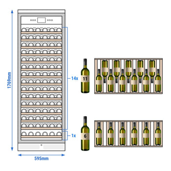 Chłodziarka do wina - 1 strefa klimatyczna - 450 litrów - maks. 171 butelek - Prime Gastro