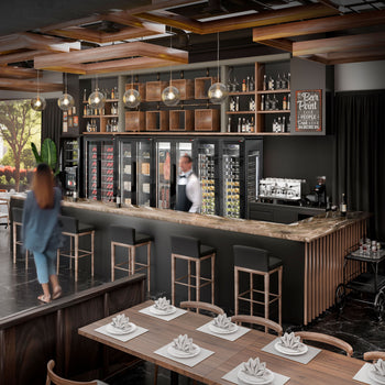 (2 szt.) Chłodziarka do wina panoramiczna - 1 strefa klimatyczna - 400 litrów - maks. 81 butelek - Prime Gastro