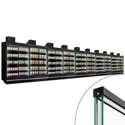 (10 sztuk) Witryna chłodnicza naścienna do supermarketów - 18750 mm - z bezramowymi, izolowanymi szklanymi drzwiami, 5 półek
