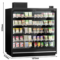 (2 sztuki) Witryna chłodnicza naścienna do supermarketów - 3750 mm - z bezramowymi, izolowanymi szklanymi drzwiami, 5 półek