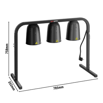 Wärmebrücke Infrarot mit 3 Wärmelampe - 750 Watt - höhenverstellbar - Schwarz