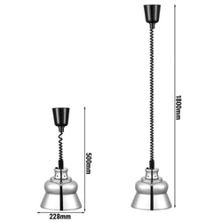 Lampa do podgrzewania potraw wisząca - Ø 228mm - regulowana wysokość - srebrna