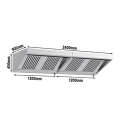 Wall-mounted hood – 2400 x 900 mm – with filters and lamp – EDUARD series, image 2 of 8