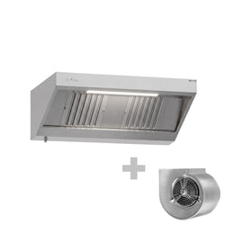 Commercial Wall-Mounted Extraction Canopy - with Motor - 1400mm - Speed Controller, Baffle Filters & LED Lighting