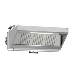 Okap ścienny z silnikiem – 1600 mm – z regulatorem, filtrem i lampą