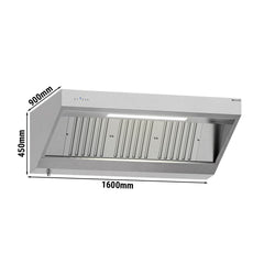 Okap ścienny z silnikiem – 1600 mm – z regulatorem, filtrem i lampą