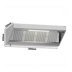 Okap ścienny z silnikiem – 1800 mm – z regulatorem, filtrem i lampą