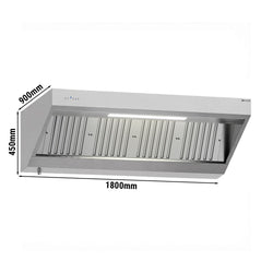 Okap ścienny z silnikiem – 1800 mm – z regulatorem, filtrem i lampą
