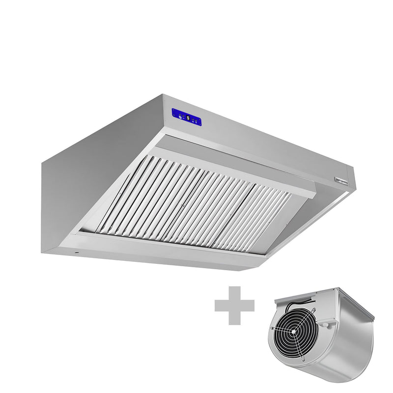 Okap przyścienny – 1400 mm – 1200 m³/h – z silnikiem, regulatorem, filtrami i lampą
