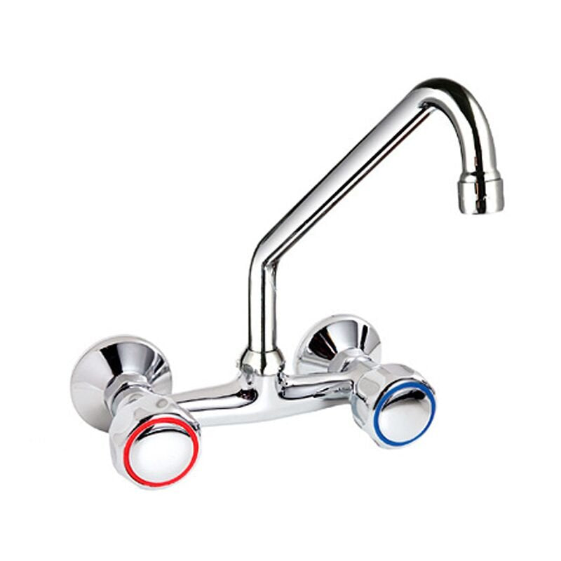 Bateria ścienna dwuotworowa 200 mm – wylewka obrotowa 300 mm